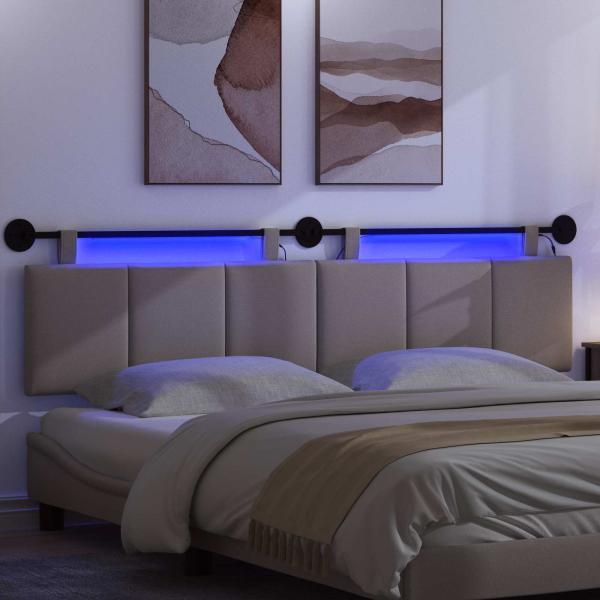 Hängendes Kopfteil Mit LED Licht Taupe Stoff