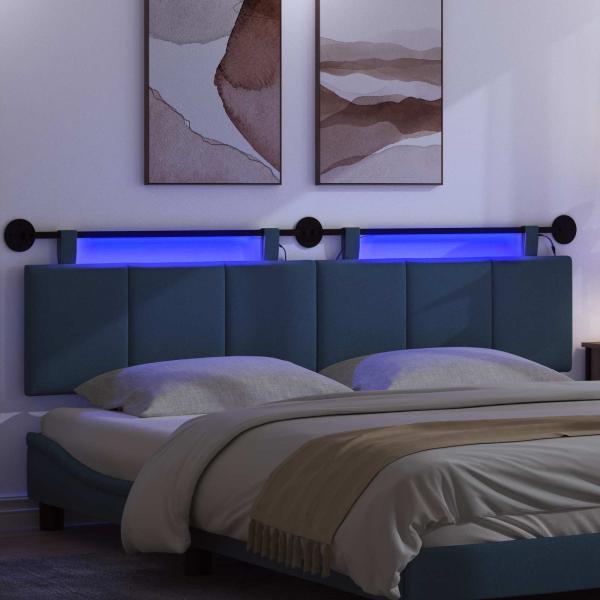 Hängendes Kopfteil Mit LED Licht Blau Stoff