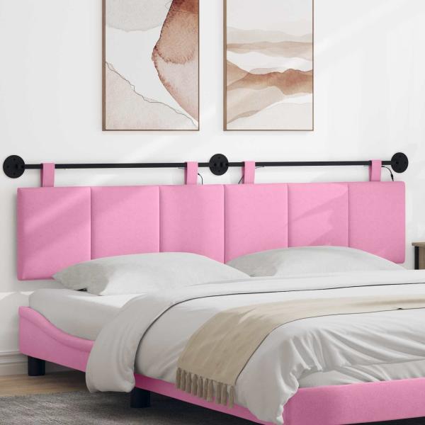 ARDEBO.de - Hängendes Kopfteil Mit LED Licht Rosa Stoff