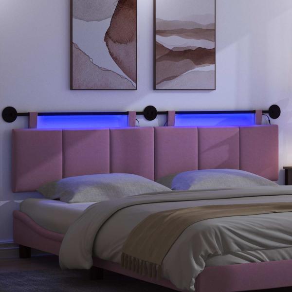 Hängendes Kopfteil Mit LED Licht Rosa Stoff