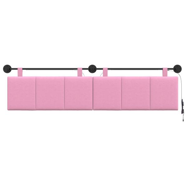 Hängendes Kopfteil Mit LED Licht Rosa Stoff