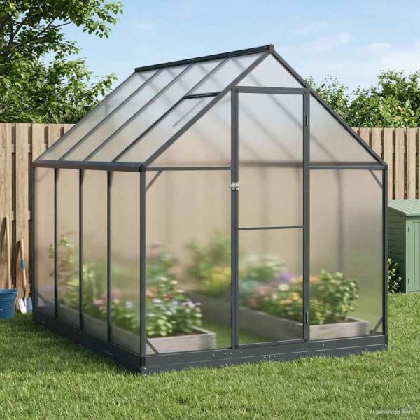 ARDEBO.de - Garten Gewächshaus mit Tür Anthrazit 183,5 x 243,5 x 207 cm