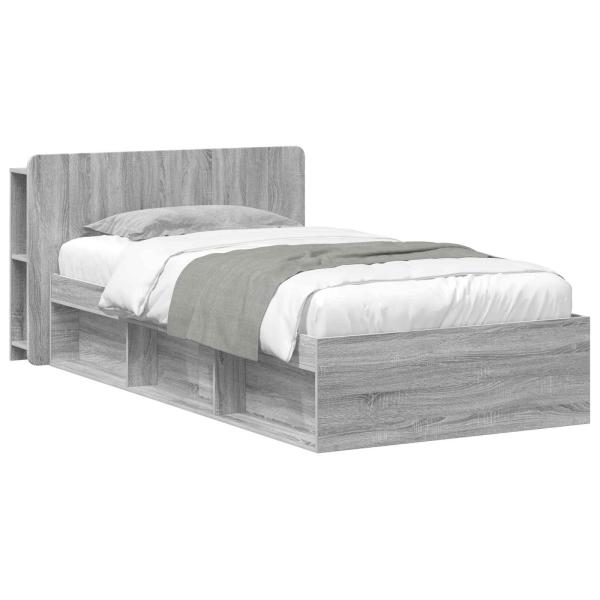 Bettgestell mit Stauraum Grau Sonoma 75 x 190 cm Holzwerkstoff