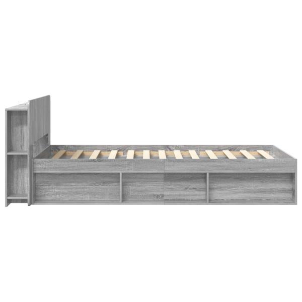 Bettgestell mit Stauraum Grau Sonoma 75 x 190 cm Holzwerkstoff