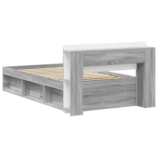 Bettgestell mit Stauraum Grau Sonoma 75 x 190 cm Holzwerkstoff