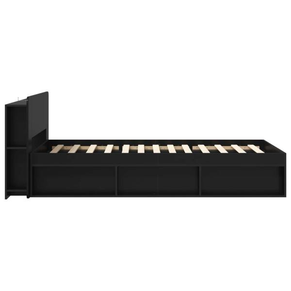 Bettgestell mit Stauraum Schwarz 90 x 190 cm Holzwerkstoff