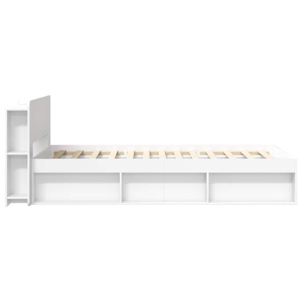 Bettgestell mit Stauraum Weiß 90 x 190 cm Holzwerkstoff