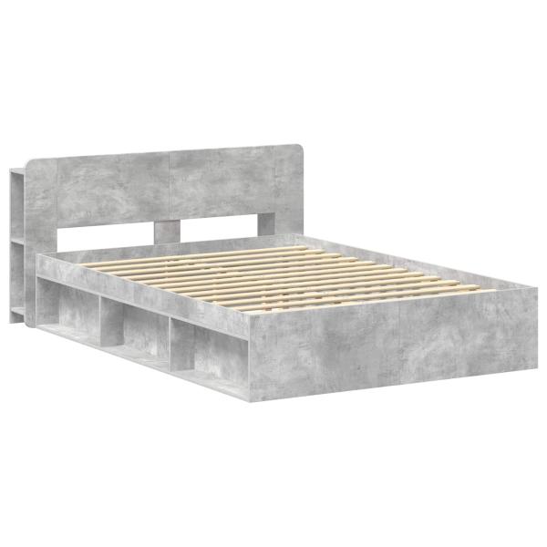 Bettgestell mit Stauraum Betongrau 140 x 190 cm Holzwerkstoff