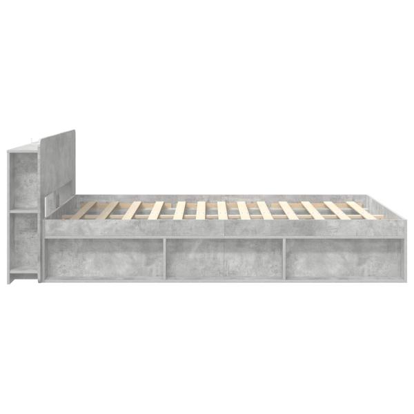 Bettgestell mit Stauraum Betongrau 140 x 190 cm Holzwerkstoff