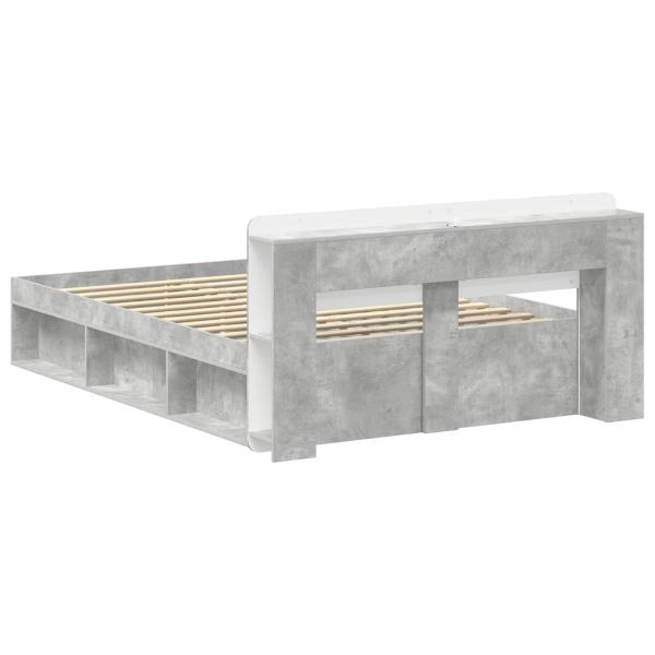 Bettgestell mit Stauraum Betongrau 140 x 190 cm Holzwerkstoff