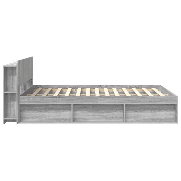 Bettgestell mit Stauraum Grau Sonoma 150 x 200 cm Holzwerkstoff