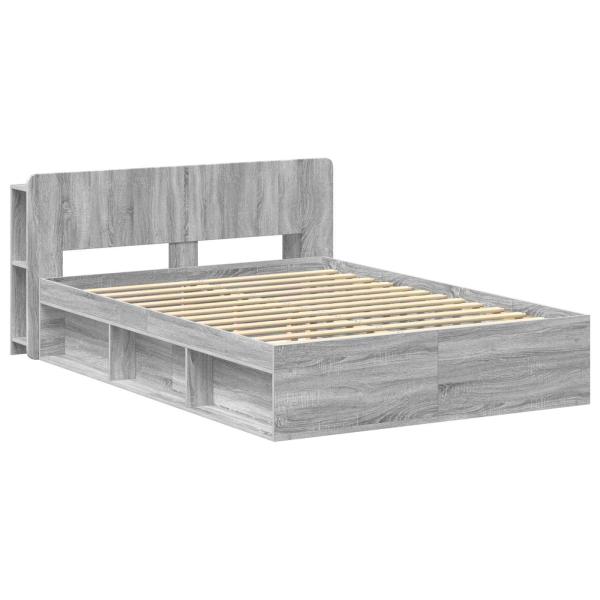 Bettgestell mit Stauraum Grau Sonoma 160 x 200 cm Holzwerkstoff