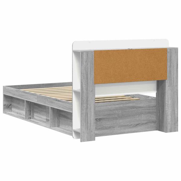 Bettgestell mit Stauraum Grau Sonoma 100 x 200 cm Holzwerkstoff