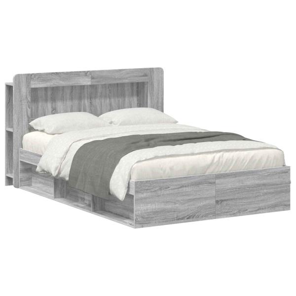 Bettgestell mit Stauraum Grau Sonoma 160 x 200 cm Holzwerkstoff