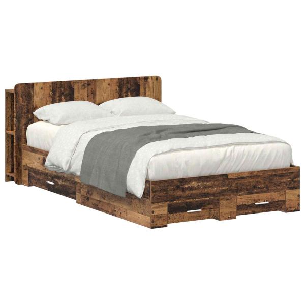 Bettgestell mit Stauraum Altholz 120 x 190 cm Holzwerkstoff