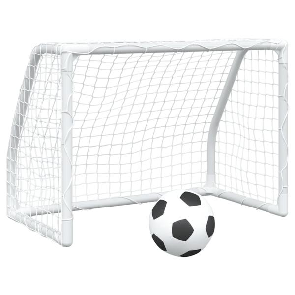 Fu?balltore f?r Kinder 2 Stk. mit Ball Wei? 64x35x48 cm Metall