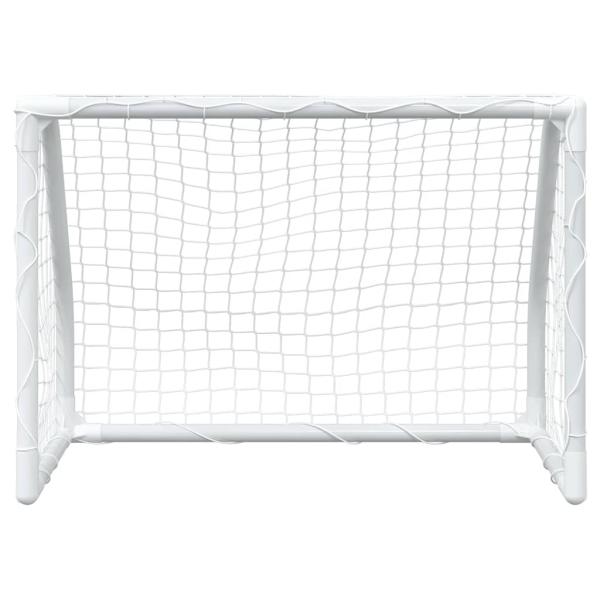 Fu?balltore f?r Kinder 2 Stk. mit Ball Wei? 64x35x48 cm Metall