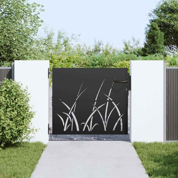 Gartentor Schwarz 85 x 100 cm Pulverbeschichteter Stahl