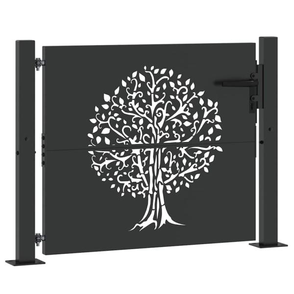 Gartentor 110 x 105 cm Pulverbeschichteter Stahl Abschließbar