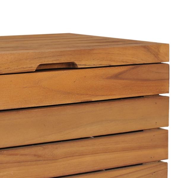 Wäschekorb 40×40×70 cm Teak Massivholz
