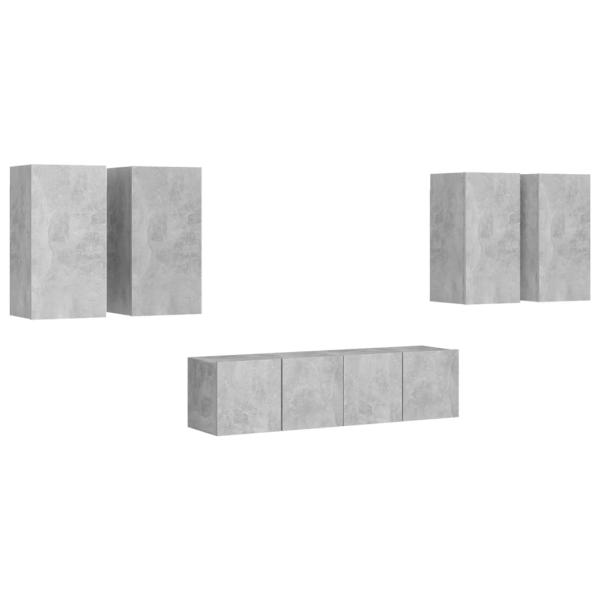 6-tlg. TV-Schrank-Set Betongrau Holzwerkstoff
