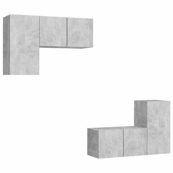 4-tlg. TV-Schrank-Set Betongrau Holzwerkstoff