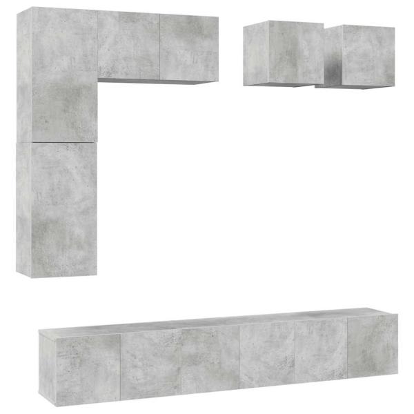 8-tlg. TV-Schrank-Set Betongrau Holzwerkstoff