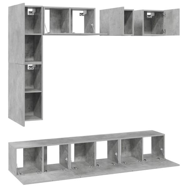 8-tlg. TV-Schrank-Set Betongrau Holzwerkstoff