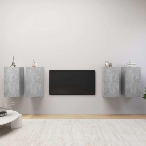 ARDEBO.de - TV-Schränke 4 Stk. Betongrau 30,5x30x60 cm Holzwerkstoff