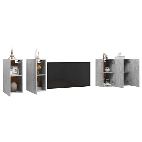 TV-Schränke 4 Stk. Betongrau 30,5x30x60 cm Holzwerkstoff