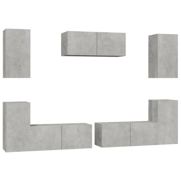 7-tlg. TV-Schrank-Set Betongrau Holzwerkstoff