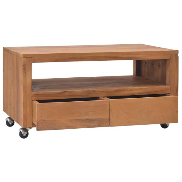 TV-Schrank mit Rollen 80x50x42 cm Teak Massivholz