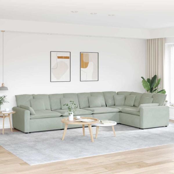 ARDEBO.de - Modulares Sofa mit Kissen Samt Hellgrau