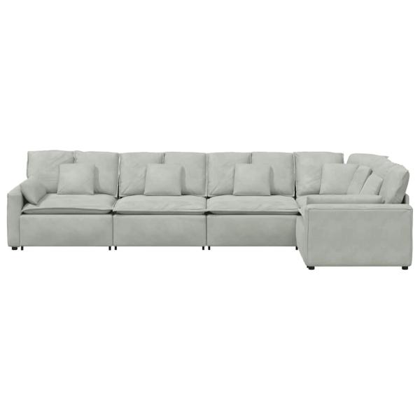 Modulares Sofa mit Kissen Samt Hellgrau