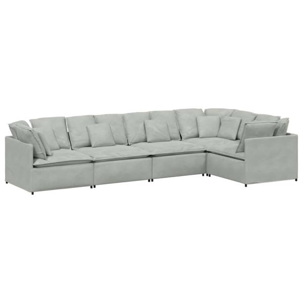Modulares Sofa mit Kissen Samt Hellgrau