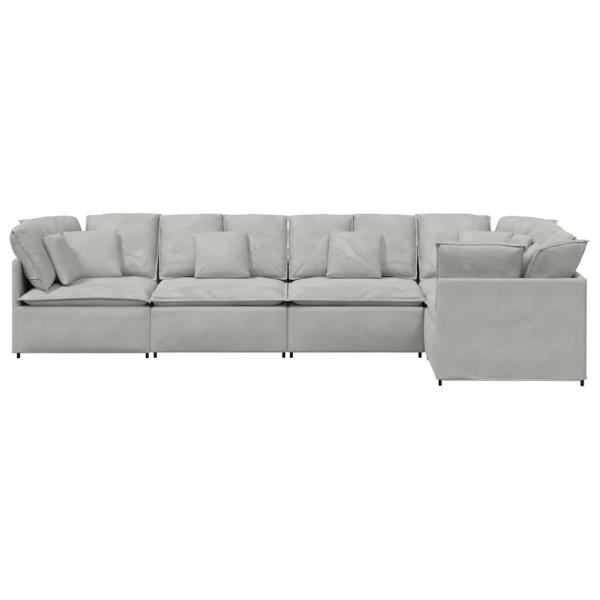 Modulares Sofa mit Kissen Samt Hellgrau