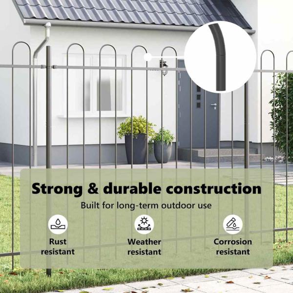 Gartenzaun 8 pcs Grau 13,6 x 1,5 m Pulverbeschichteter Stahl