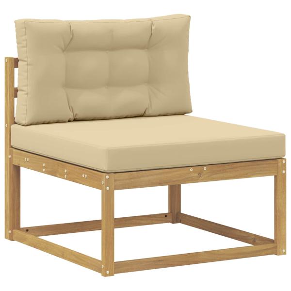 Outdoor-Sofagarnitur 6 stk. Weiß und Beige Polyester