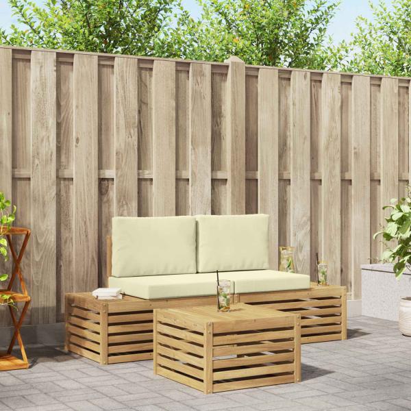 ARDEBO.de - Outdoor-Sofagarnitur mit Kissen Weiß 59 x 59 x 37 cm Polyester