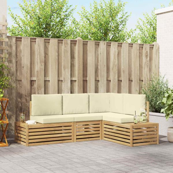 ARDEBO.de - Outdoor-Sofagarnitur Weiß 213,5 x 154,5 x 73 cm Polyester