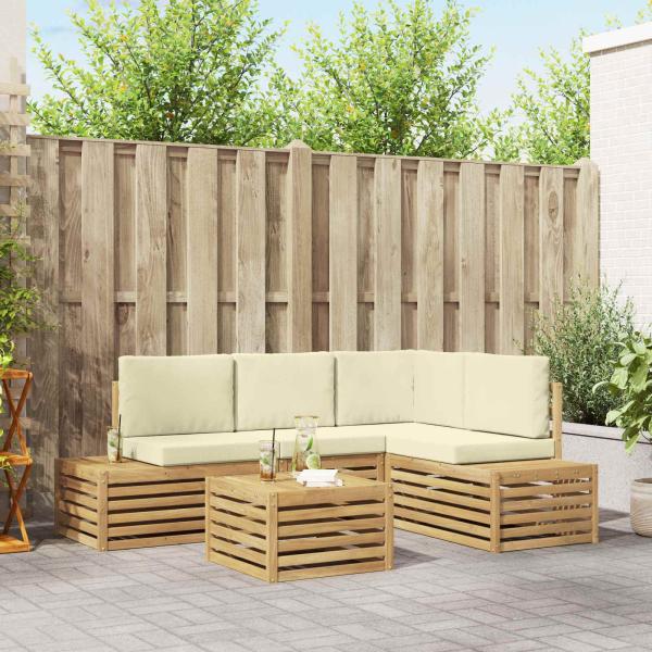 ARDEBO.de - 5 stk. Outdoor-Sofagarnitur Polyester Weiß