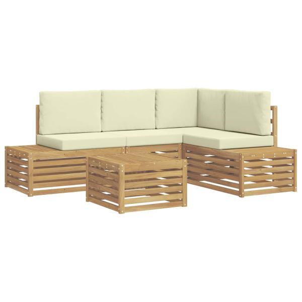 5 stk. Outdoor-Sofagarnitur Polyester Weiß