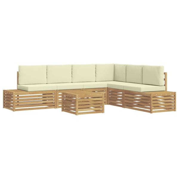 7 stk. Outdoor-Sofagarnitur Polyester Weiß und Creme