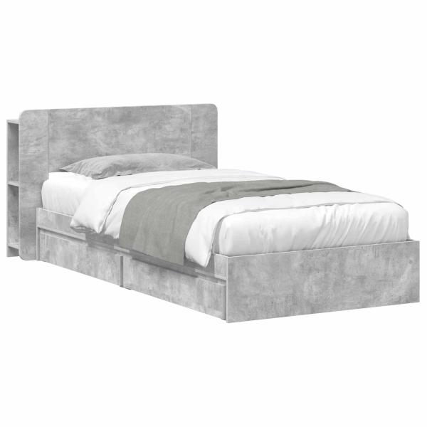 Bettgestell mit Stauraum Betongrau 90 x 190 cm Holzwerkstoff