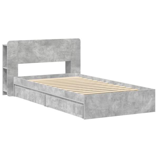 Bettgestell mit Stauraum Betongrau 90 x 190 cm Holzwerkstoff