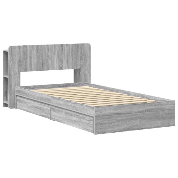 Bettgestell mit Stauraum Grau Sonoma 90 x 190 cm Holzwerkstoff