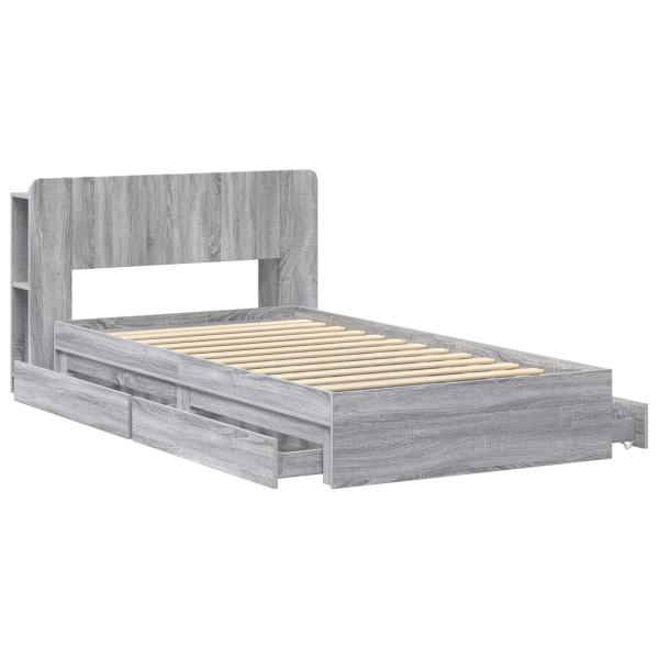 Bettgestell mit Stauraum Grau Sonoma 90 x 190 cm Holzwerkstoff