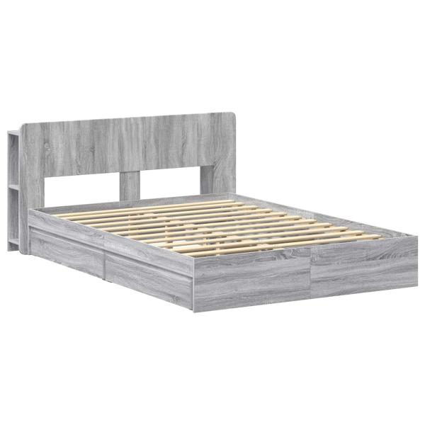 Bettgestell mit Stauraum Grau Sonoma 160 x 200 cm Holzwerkstoff