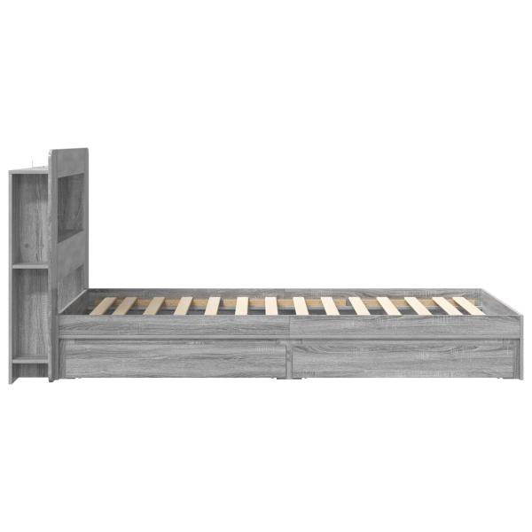 Bettgestell mit Stauraum Grau Sonoma 75 x 190 cm Holzwerkstoff