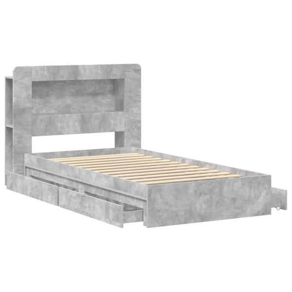 Bettgestell mit Stauraum Betongrau 90 x 190 cm Holzwerkstoff